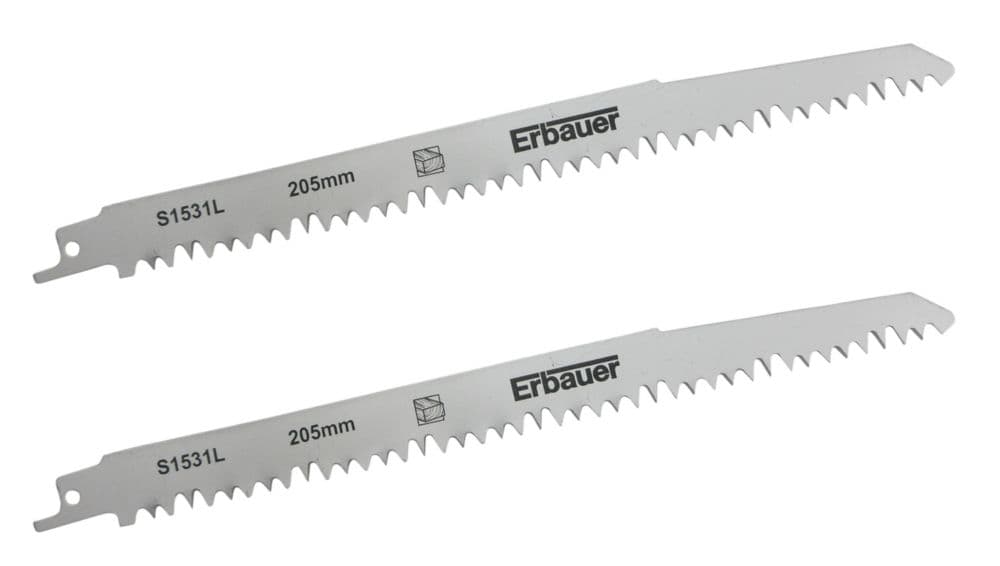Erbauer S1531L Wood Reciprocating Saw Blades 205mm 2 Pack