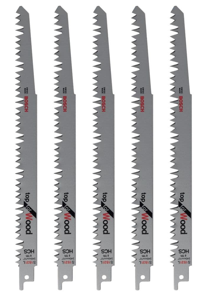 Bosch S1531L Green Wood Reciprocating Saw Blades 240mm 5 Pack