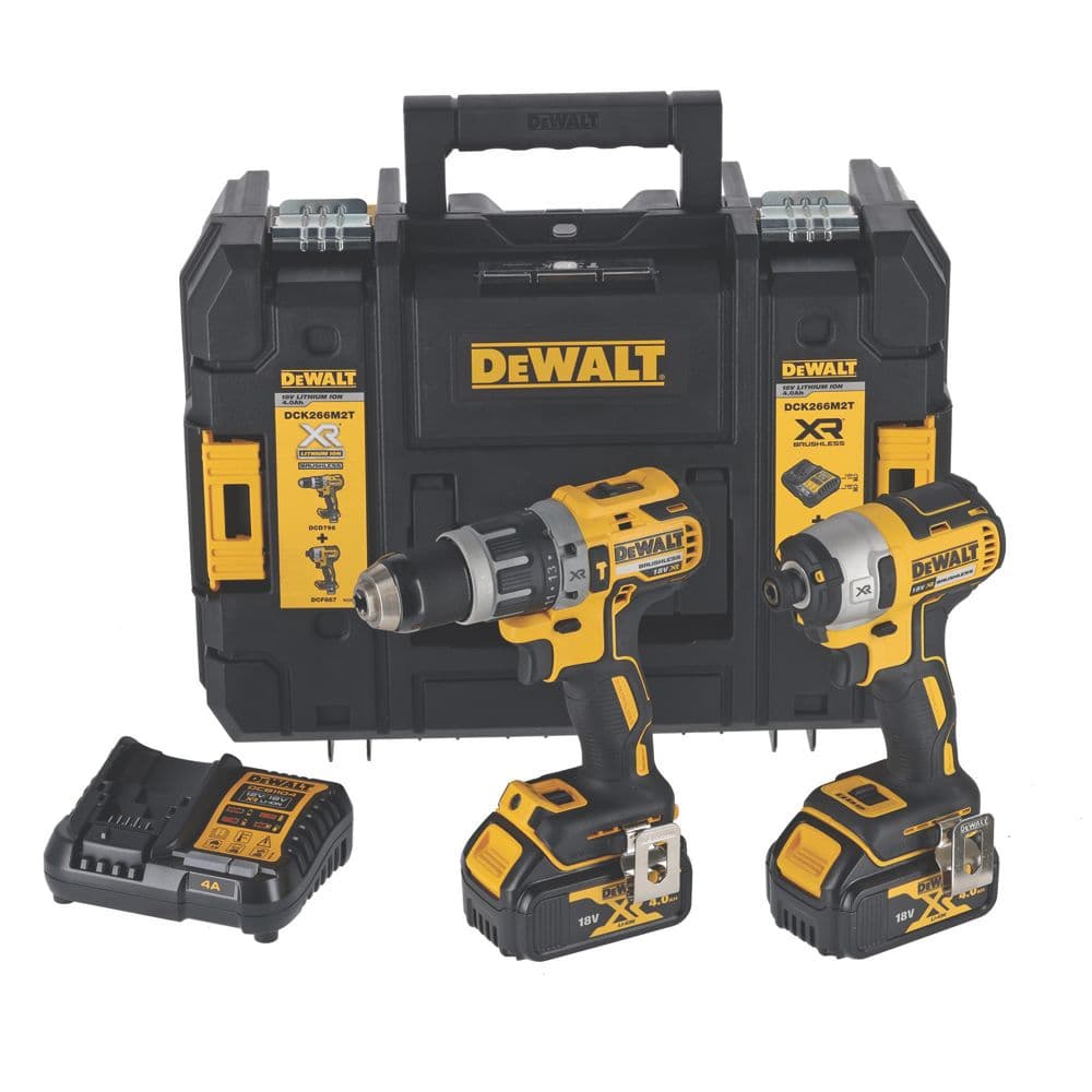 DeWalt DCK266M2T-GB 18V XR Cordless Brushless Combi Drill & Impact Driver Twin Pack 2 x 4.0Ah