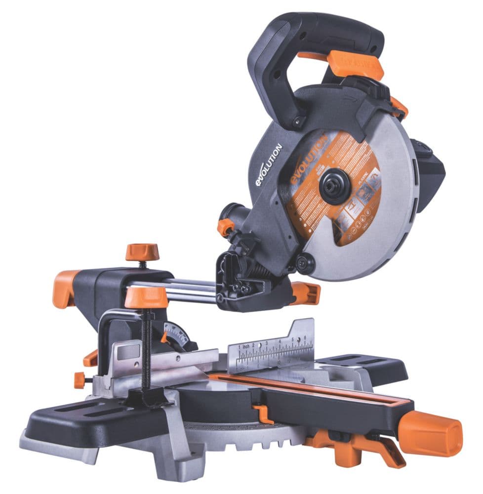 Evolution R185SMS 185mm Electric Single-Bevel Sliding Multi-Material Mitre Saw 220-240V